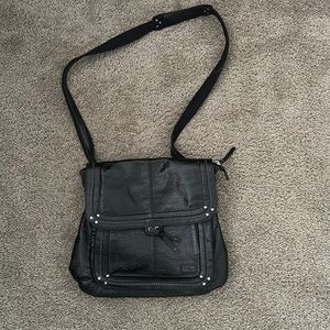 Black leather crossbody/backpack purse
